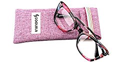 SOOLALA Womens Designer Cat Eye Metal Arms Reading Glasses Customized Strengths, Blue, +2.75D