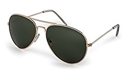 Stylle Aviator Sunglasses, Gold Frame With G15 Lenses, 100% UV Protection