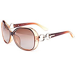 VeBrellen Luxury Transparent Women’s Polarized Sunglasses Retro Eyewear Oversized Square Frame Goggles Eyeglasses (Transport Frame With Dark Brown Lens, 60)