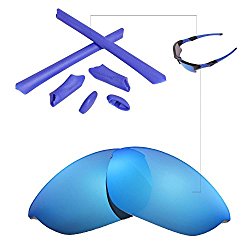 Walleva Polarized Lenses And Rubber Kit(Earsocks+Nosepads) For Oakley Half Jacket (Ice Blue Coated Polarized Lenses + Blue Rubber)