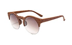 Women Round Vintage Semi-rimless Retro Sunglasses Glasses (Brown-1, 4.9)
