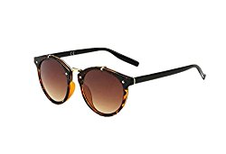 Women Vintage Mirror UV400 Round Sunglasses Eyewear Retro Sun Glasses (Brown, 5.5)