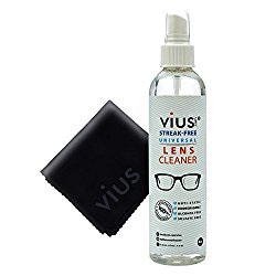 Lens Cleaner – vius Premium Lens Cleaner Spray for Eyeglasses, Cameras, and Other Lenses – Gently Cleans Bacteria, Fingerprints, Dust, Oil (8oz)