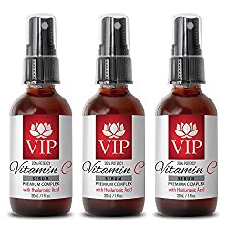 Face serum anti aging – VITAMIN C SERUM PREMIUM COMPLEX With Hyaluronic Acid (20% Potency) – Reduce dark circles under eyes – 3 Bottles