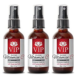 Serum with hyaluronic – VITAMIN C SERUM PREMIUM COMPLEX With Hyaluronic Acid (20% Potency) – Wrinkle vitamin – 3 Bottles