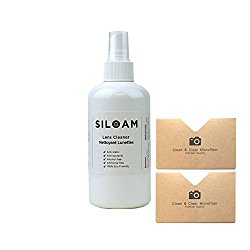 [8.5 OZ] “Siloam” Lens Cleaner Kit – ULTRA PREMIUM QUALITY Lens Cleaner Fluid & 2 Microfiber Cleaning Cloths(Best for Glasses, Screens, and all Lens.)
