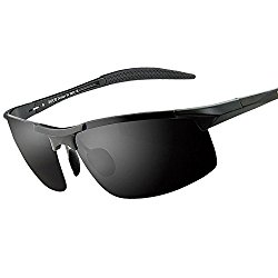 Duco Men’s Sports Style Polarized Sunglasses Driver Glasses 8177S (Black Frame,Gray Lens)