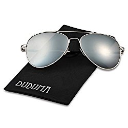 Duduma Premium Full Mirrored Aviator Sunglasses w/ Flash Mirror Lens Uv400 (Silver frame/Silver mirror lens)
