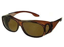 LensCovers Sunglasses Wear Over Prescription Glasses – Medium Size Polarized (Brown)