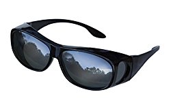 LensCovers Sunglasses – Wear Over Prescription Glasses. Size Medium with Reflective Lens