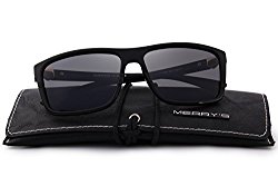 MERRY’S Men Polarized Sunglasses Fashion Male Sun glasses 100% UV Protection S8225 (Black, 58)