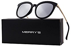 MERRY’S Women Cat Eye Polarized Sunglasses Mirrored Lens UV Protection S6152 (Silver, 53)