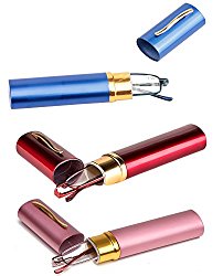 SOOLALA Lightweight Compact Reader Reading Glasses Reader w/ Pen Clip Tube Case, BluePinkRed, 1.5