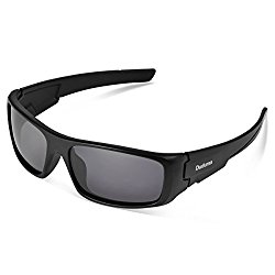 Duduma Tr601 Polarized Sports Sunglasses for Baseball Cycling Fishing Golf Superlight Frame (black frame/black lens)