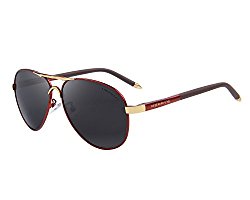 MERRY’S Men’s Polarized Driving Sunglasses For Men Unbreakable Frame UV400 S8513 (Red&Black, 61)