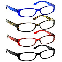 Reading Glasses 1.50 Black Tortoise Red Blue (4 Pack) F503 TruVision Readers