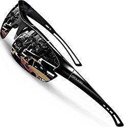 SIPLION Men’s Polarized Sunglasses Sports Glasses for Cycling Fishing Golf TR90 Superlight Frame 502 BLACK