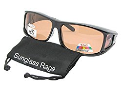 Style F11 Polarized Fit Over With Sunglass Rage Carrying Pouch (Black-Amber Lens)