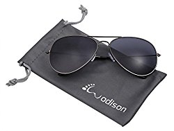 WODISON Vintage Reflective Mirror Lens Metal Frame Aviator Sunglasses Gun Frame Smoke Lens