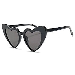 MINCL/New Fashion Love Heart Sexy Shaped Sunglasses For Women Girls Brand Designer Sunglasses UV400 (black)