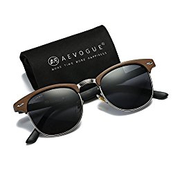 AEVOGUE Polarized Sunglasses Semi-Rimless Imitation woodgrain Frame Brand Designer AE0369 (Woodgrain&Black, 48)