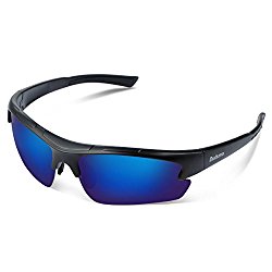 Duduma Polarized Designer Fashion Sports Sunglasses for Baseball Cycling Fishing Golf Tr62 Superlight Frame (black matte frame with blue lens)