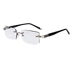 Inlefen Men Eyewear Gradient gray Lens Frameless Reading Glasses +1.0 to +4.0