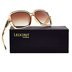 Leckirut Women Shades Classic Oversized Polarized Sunglasses 100% UV Protection Eyewear coffee frame/coffee lens