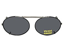 Oval Non Polarized Gray Lens Clip On Sunglasses (Black Frame-NON Polarized Gray Lens, 53mm x 39mm)