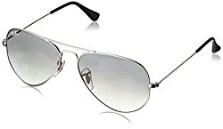 Ray-Ban 3025 Aviator Large Metal Non-Mirrored Non-Polarized Sunglasses, Silver/Light Grey Gradient (003/32), 58mm