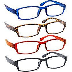 Reading Glasses 5.00 Black Blue Red Tortoise (4 Pack) F501 TruVision