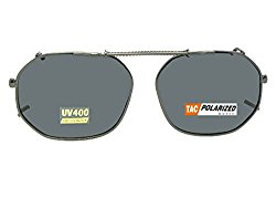 Round Square Polarized Clipon Sunglasses (Pewter-Polarized Gray Lens, 52mm Width x 40mm Height)