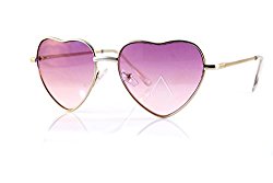 FBL Cupid Valentine Heart Lovely Ocean Color Spring Hinge Sunglasses A116 (Silver/ Light Purple)