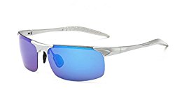 HXY Polarized Sunglasses Aviator Designer for Mens Womens Glasses Rectangle Rimless Shades 1206 (Blue)