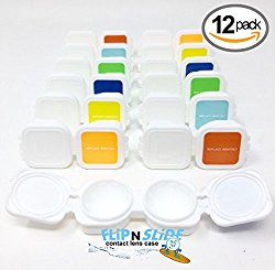 Flip n Slide, Contact Lens Case, Flip Top, (four 3-packs, 12 cases)