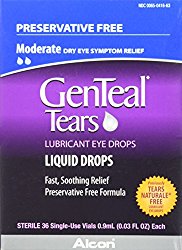 GenTeal Tears Lubricant Eye Drops, Moderate Liquid Drops, 36 Sterile, Single-Use Vials, 0.9-mL Each