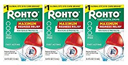Rohto Cool Max Maximum Redness Relief Cooling Eye Drops, 0.4 Ounce, 3 Count