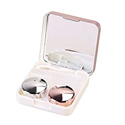 ROSENICE Contact Lens Case Mini Travel Simple Box Container Holder Eyecare kit Light Pink