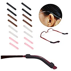 10 Pairs Temple Tips Eyewear Comfort Silicone Glasses Ear Hooks, Soft Silicone Anti-Slip Ear Pads Eyeglasses Sleeve Retainer, 5 Colors