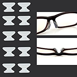 Keepons 1.8mm Anti-slip Adhesive Contoured Soft Silicone Eyeglass Nose Pads with Super Sticky Backing – 5 Pair (Clear)