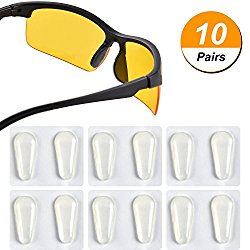 TOODOO 10 Pairs Nose Pads Adhesive Non-slip Eyeglass Pads Silicone Glass Pads for Eyeglass Spectacles, Drop Shape (Transparent, 1.8 mm)