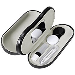 ROSENICE Contact Lens Case – 2 in 1 Double Sided Portable Glasses Case – Leakproof Design – Tweezers and Applicator Included – Perfect for Home Travel