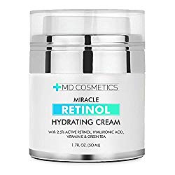 NEW FORMULA FOR 2018! MD Cosmetics Retinol Moisturizer Cream for Face and Eye Area – With Retinol, Hyaluronic Acid, VITAMIN E & Green Tea. Night and Day Moisturizing Cream 1.7 Oz