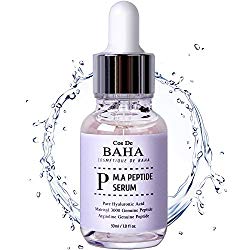 Organic Complex Peptide Face Serum by CosDeBAHA, Matrixyl3000 Argireline with Hyaluronic, Anti Aging & Anti Wrinkle face moisturizer for signs of aging wrinkles, Organic Ingredients, Praben Free, 1oz