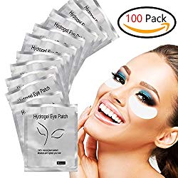 Adecco LLC Under Eye Gel Pads, 100 Pairs Set Eyelash Pads, Lint Free DIY False Eyelash Lash Extension Makeup Eye Gel Patches