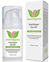 Amara Organics Eye Cream Gel for Dark Circles and Puffiness with Peptides, .5 fl. oz.