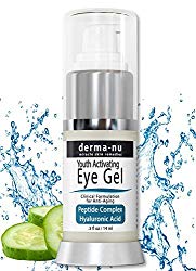 Anti Wrinkle Eye Cream Gel – Moisturizing Gel for Dark Circles Under the Eyes & Puffiness – Hyaluronic Acid Formula Infused Serum with Aloe Vera & Jojoba for Ageless Smooth Skin – .5oz