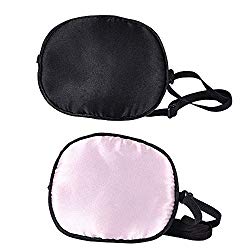 eZAKKA 2 Pieces Silk Eye Patch Elastic Eye Patches Lazy Eye Patches for Adults Lazy Eye Amblyopia Strabismus, Black and Pink