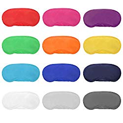 Hicarer 12 Pieces Multicolor Eye Mask Cover Lightweight Blindfold Sleep Mask with Nose Pad and Elastic Straps for Kids Women Men, 12 Colors