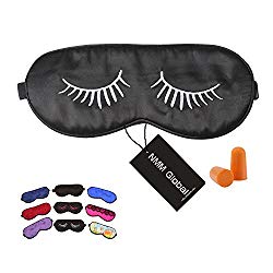 NMM Global 100% Mulberry Silk Sleep Mask, Natural Sleeping Mask for Men Women & Kids, Super Soft Eye Mask for Sleeping with Free Ear Plugs(BLACK WHITE)